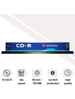 Verbatim CD-R Medien 80Min/700MB/52x zuverlässige Datensicherung in Blau