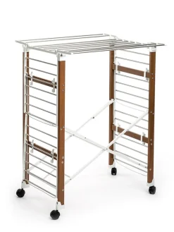 Vertikaler klappbarer Wäscheständer in Silber/ Braun - (H)129 cm