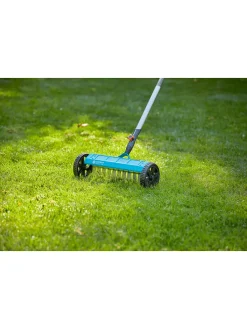 Vertikutier in Hellblau/ Schwarz