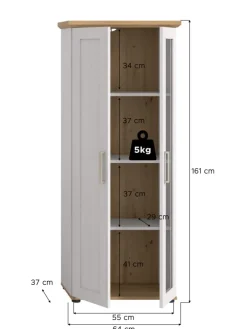 Vitrine (B/H/T: 64x161x37 cm) in Sibiu Lärche Nachbildung
