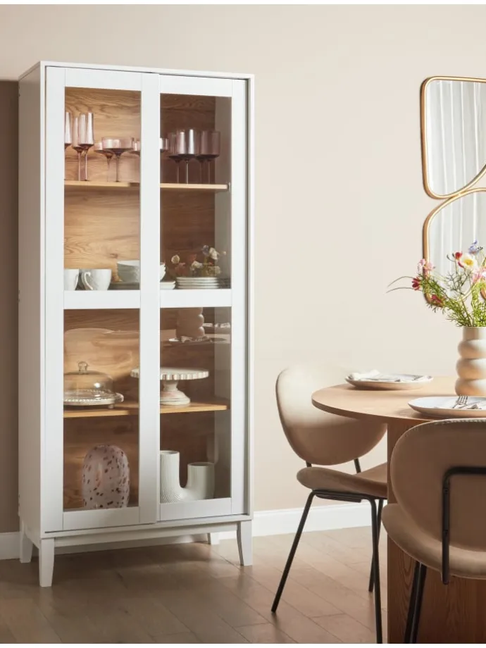 Vitrine RUMSON in Weiß - (W) 80 x (H) 183 x (L) 40 cm