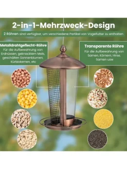 Vogelfutterhaus 2in1 in Bronze