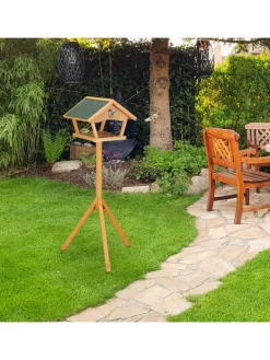 Vogelfutterhaus in Natur/ Grün - (B)66 x (H)137 x (T)59 cm