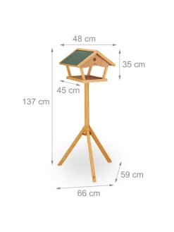 Vogelfutterhaus in Natur/ Grün - (B)66 x (H)137 x (T)59 cm