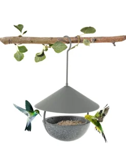 Vogelfutterhaus zum Aufhängen in Grau