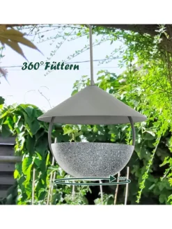 Vogelfutterhaus zum Aufhängen in Grau