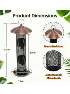 Vogelfutterhaus zum Aufhängen Ø 16 x 40 cm in Schwarz
