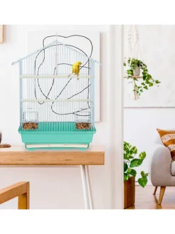 Vogelkäfig in Hellblau/Mintgrün - (B)39,5 x (H)49 x (T)32 cm