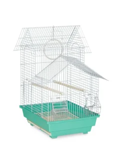 Vogelkäfig in Hellblau/Mintgrün - (B)42,5 x (H)50 x (T)33 cm