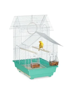 Vogelkäfig in Hellblau/Mintgrün - (B)42,5 x (H)50 x (T)33 cm