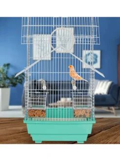 Vogelkäfig in Hellblau/Mintgrün - (B)42,5 x (H)50 x (T)33 cm