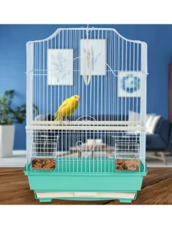 Vogelkäfig in Hellblau/Mintgrün - (B)35 x (H)49,5 x (T)32 cm