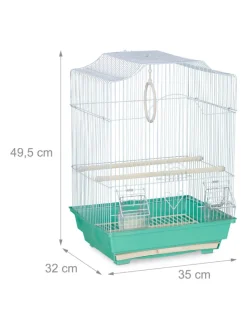 Vogelkäfig in Hellblau/Mintgrün - (B)35 x (H)49,5 x (T)32 cm