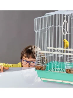 Vogelkäfig in Hellblau/Mintgrün - (B)35 x (H)49,5 x (T)32 cm