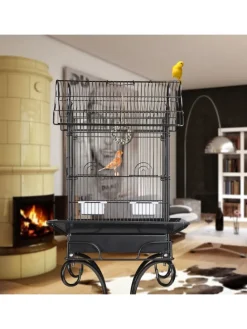 Vogelkäfig in Schwarz - (B)55 x (H)146,5 x (T)50 cm