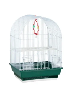 Vogelkäfig in Weiß/Grün - (B)34,5 x (H)49,5 x (T)28 cm