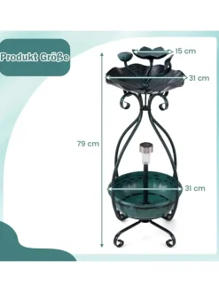 Vogeltränke mit Solarleuchte in Grün