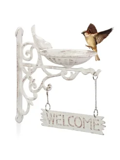 Vogeltränke Welcome in Weiß