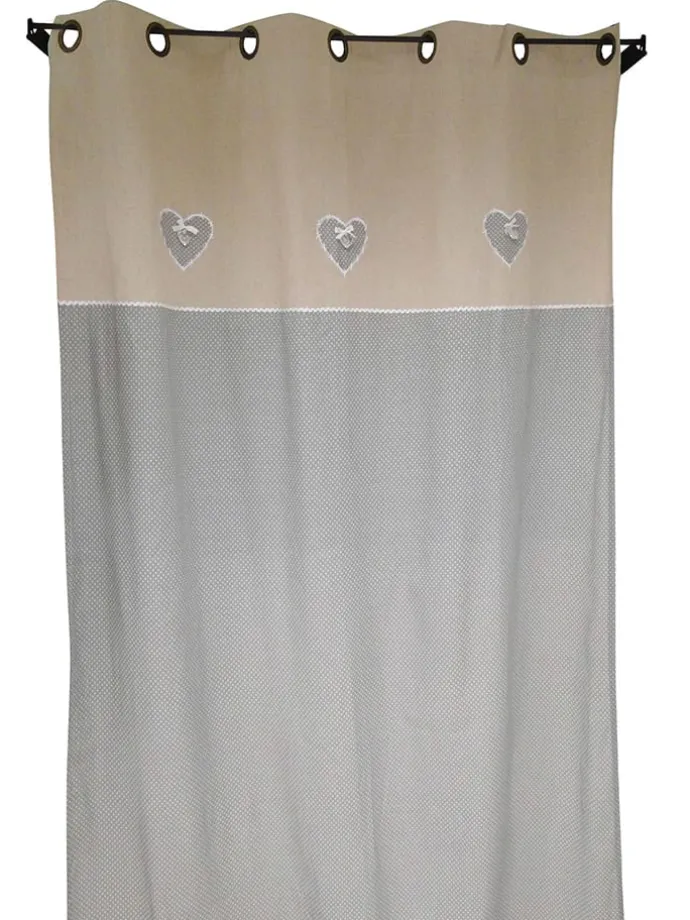 Vorhang in Hellgrau/ Beige - (L)250 x (B)140 cm