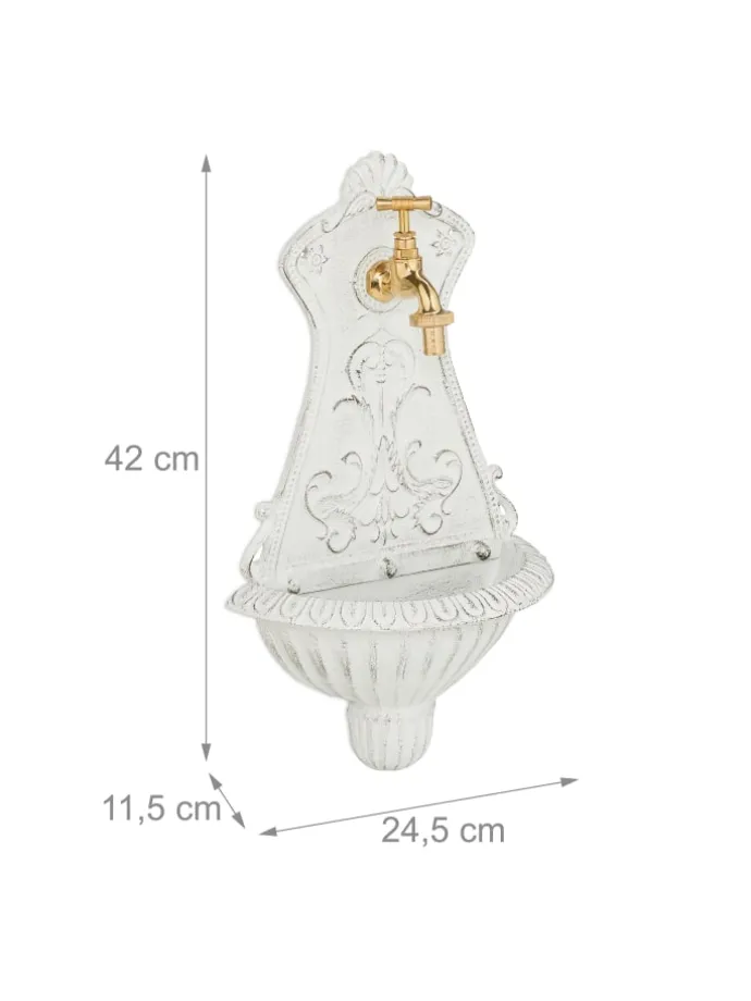 Wandbrunnen in Weiß - (B)24,5 x (H)42 x (T)11,5 cm