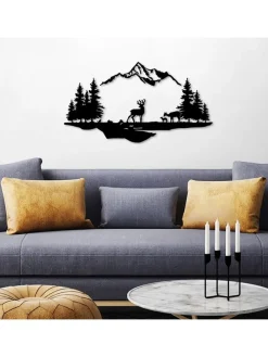 Wanddekor "Deer And Landscape" - (B)70 x (H)38 cm