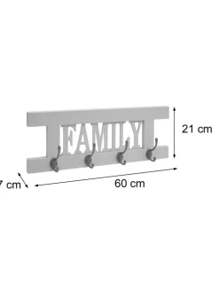 Wandgarderobe C60 Family im Shabby-Look, Grau-blau