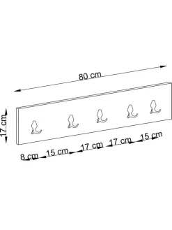 Wandgarderobe in Hellbraun - (B)80 cm - (H)17 cm - (T)1,8 cm