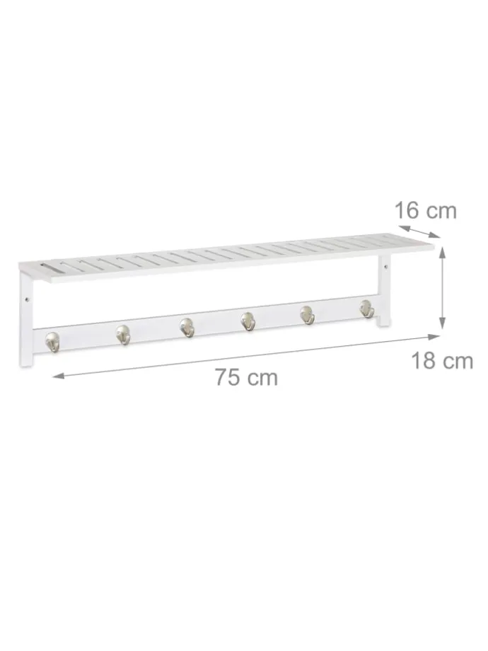 Wandgarderobe in Weiß - (B)75 x (H)18 x (T)16 cm