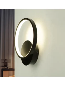 Wandlampe EEK F (B)19.5 x (H)22.5 cm in Schwarz