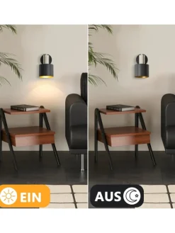 Wandleuchte 1-flammige E27 in schwarzgold drehbar 330° mit Schalter Metall