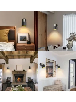 Wandleuchte 1-flammige E27 in schwarzgold drehbar 330° mit Schalter Metall