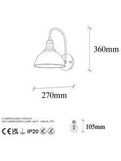 Wandleuchte in Schwarz - (B)27 x (H)36 cm