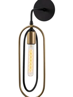 Wandleuchte in Schwarz/ Gold - (B)17 x (H)45 cm