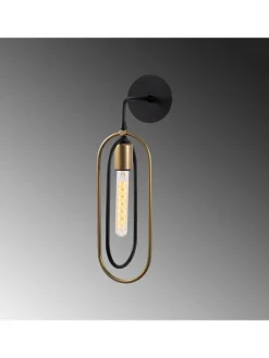 Wandleuchte in Schwarz/ Gold - (B)17 x (H)45 cm