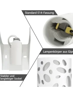 Wandleuchte in weiß E14 Up and Down Design Modern Hallampe Gipslampe
