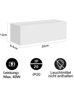 Wandleuchte in weiß G9 Up and Down Design L 22CM Gips Modern Hallampe