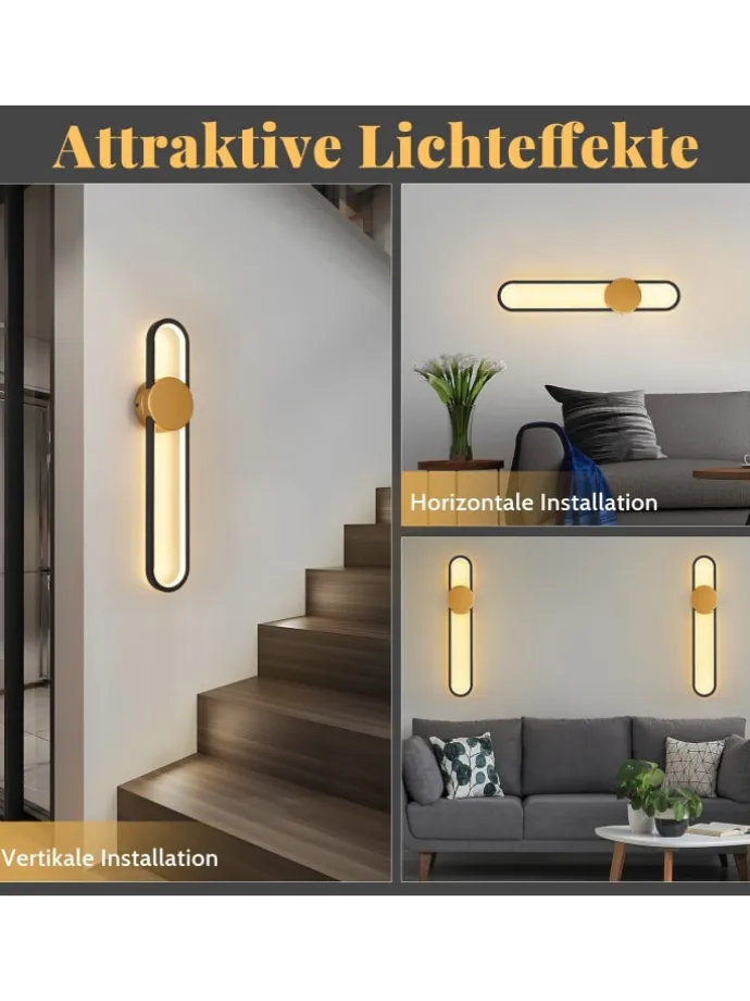 Wandleuchte LED in gold L 60CM Modern Ganglampe 3000K warmweiß 12W