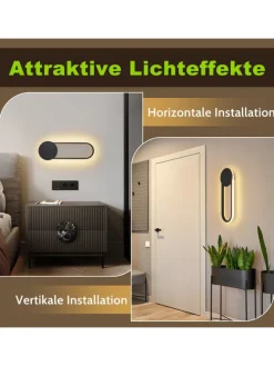 Wandleuchte LED in schwarz 12W Modern 3000K warmweiß Hallampe L 41.5cm