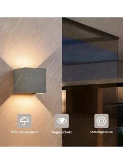 Wandleuchte LED 5W in grau modern 3000K warmweiß IP65