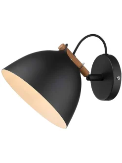 Wandleuchte "Ärhus" in Schwarz - (H)14 Ø 18 cm