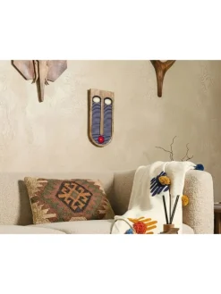 Wandobjekt JIMETA in Blau/Braun/Rot - (W) 20 x (H) 40 x (L) 2 cm