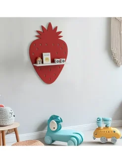 Wandregal in Rot/ Weiß - (B) 33 x (H) 35 x (T) 10 cm