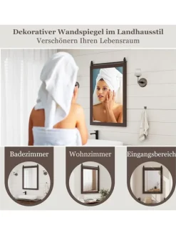 Wandspiegel 76,5 cm x 56 cm in Braun