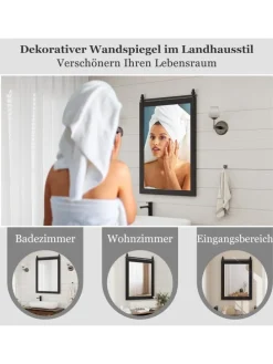 Wandspiegel 76,5 cm x 56 cm in Schwarz