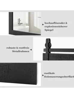 Wandspiegel 76,5 cm x 56 cm in Schwarz