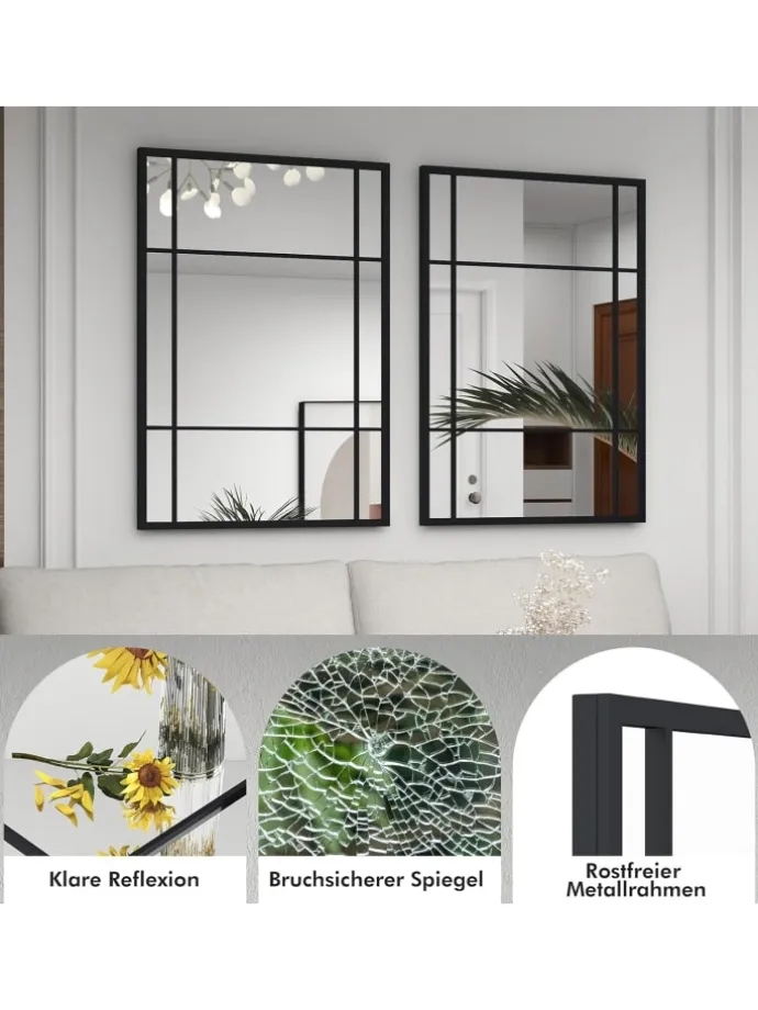 Wandspiegel 100 x 70 cm in Schwarz