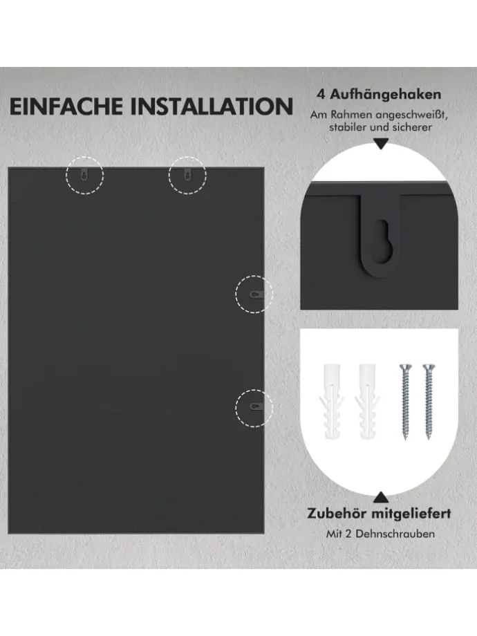 Wandspiegel 100 x 70 cm in Schwarz