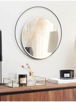 Wandspiegel AGDE in Schwarz - (W) 50 x (H) 50 x (L) 10 cm