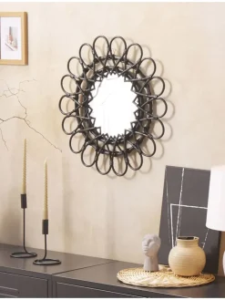 Wandspiegel BABAI in Schwarz - (W) 60 x (H) 60 x (L) 3 cm