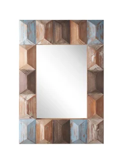 Wandspiegel HIZOTE in Braun/Blau/Bunt - (W) 63 x (H) 90 x (L) 7 cm